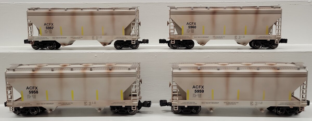 O Gauge Assorted ACFX 2-Bay Hopper Cars: 5960, 5959, 5958, 5957 [4] EX