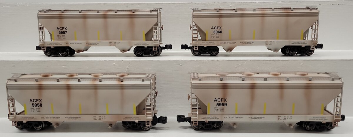 O Gauge Assorted ACFX 2-Bay Hopper Cars: 5960, 5959, 5958, 5957 [4] EX