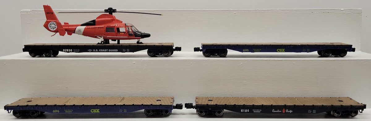 O Gauge Assorted Flatcars: 6184, 6596, 02930, 6595 [4] VG