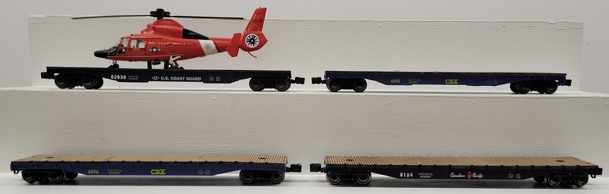 O Gauge Assorted Flatcars: 6184, 6596, 02930, 6595 [4] VG
