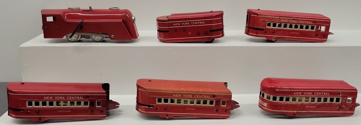 Marx O Gauge Prewar NYC Red Mercury Wind up Steam Passenger Set VG