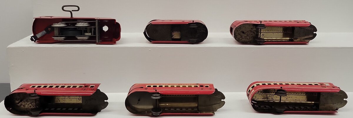Marx O Gauge Prewar NYC Red Mercury Wind up Steam Passenger Set VG