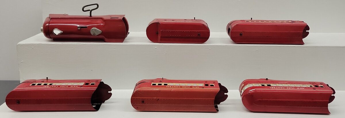 Marx O Gauge Prewar NYC Red Mercury Wind up Steam Passenger Set VG