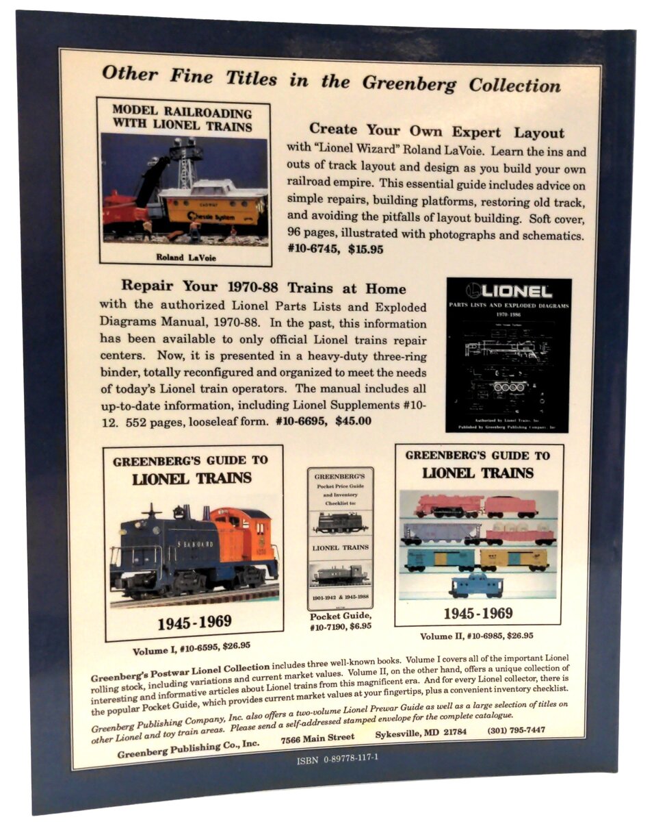Greenberg Books 0-89778-117-1 Guide To Lionel Trains With 1989 Supplements 70-88 LN