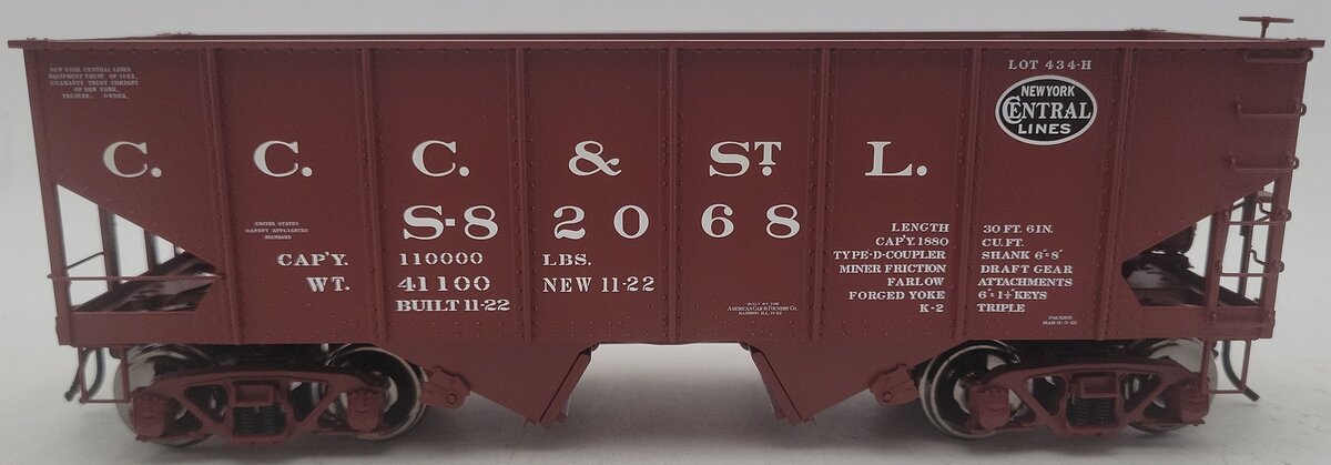 Atlas 9494-3 O Scale CCC&St.L USRA 55 Ton Coal Hopper #82068 (2 Rail) EX/Box