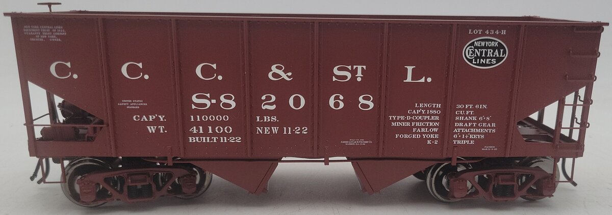 Atlas 9494-3 O Scale CCC&St.L USRA 55 Ton Coal Hopper #82068 (2 Rail) EX/Box