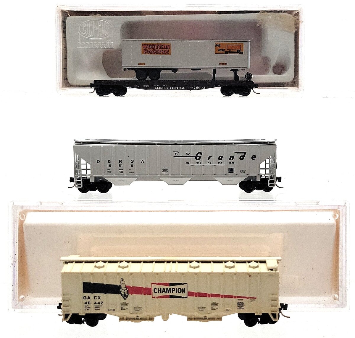 Con-Cor, Delaware Valley, & Other N Scale Freight Cars: 76002, 46442, 15510 [3] EX/Box
