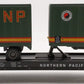 MTH 20-98105 Northern Pacific Flatcar with 2 Short NP Trailers #66152 EX/Box