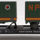 MTH 20-98105 Northern Pacific Flatcar with 2 Short NP Trailers #66152 EX/Box