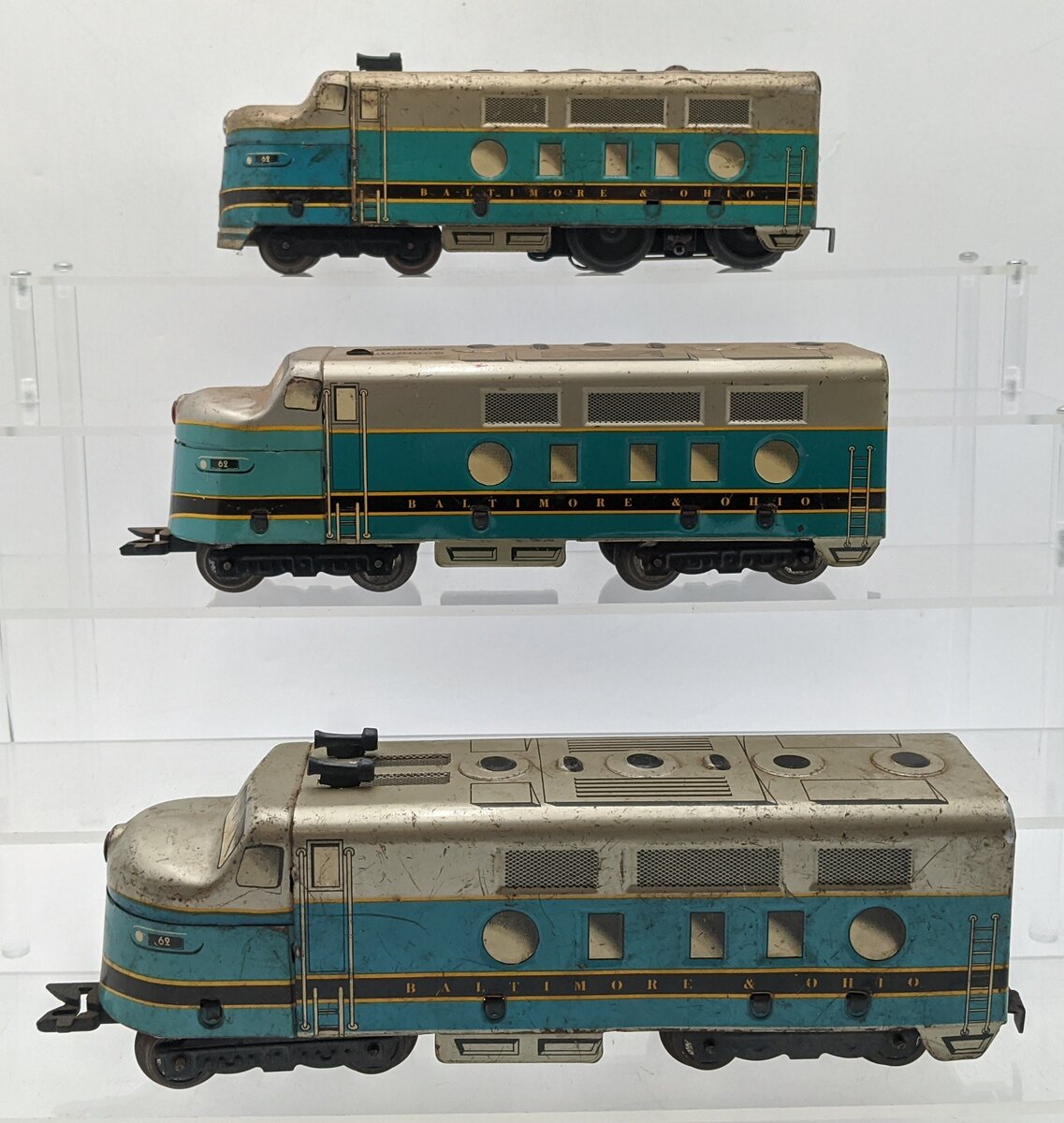 Marx 62 Vintage O Gauge Baltimore & Ohio F-3 AAA Diesel Locomotives VG