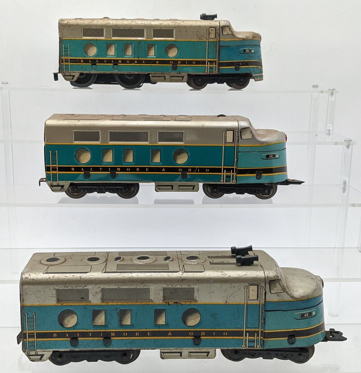 Marx 62 Vintage O Gauge Baltimore & Ohio F-3 AAA Diesel Locomotives VG