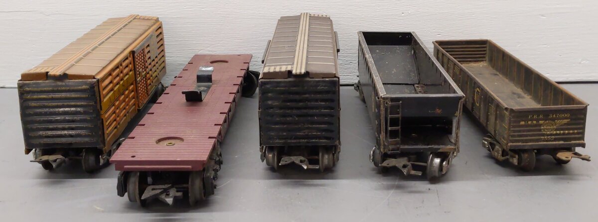 Marx O Gauge Prewar Freight Cars #347000,5545,13079,3200,3519 [5] VG