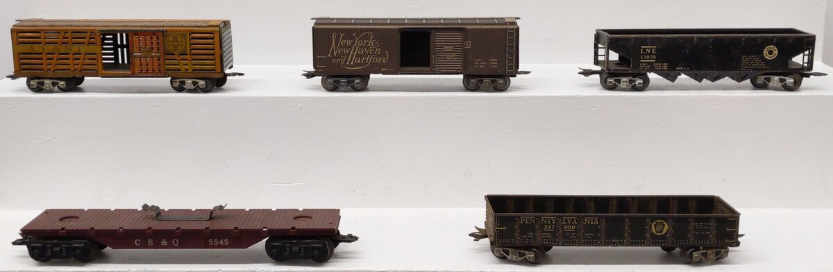 Marx O Gauge Prewar Freight Cars #347000,5545,13079,3200,3519 [5] VG