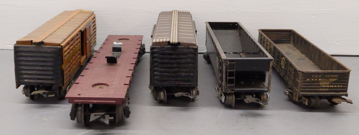 Marx O Gauge Prewar Freight Cars #347000,5545,13079,3200,3519 [5] VG