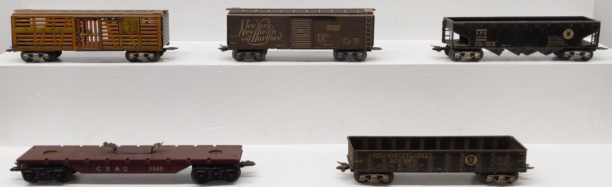 Marx O Gauge Prewar Freight Cars #347000,5545,13079,3200,3519 [5] VG