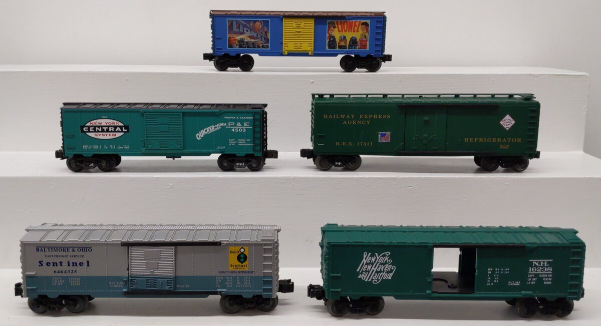 Lionel & K-Line O Gauge Assorted Boxcars: #6464325, #25030, #17311, #4503 [5] VG