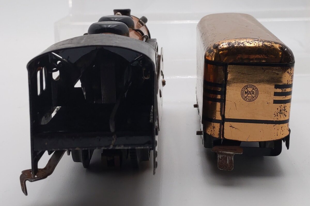 Marx 396 O Gauge Vintage New York Central Gold Steam Locomotive w/Tender VG