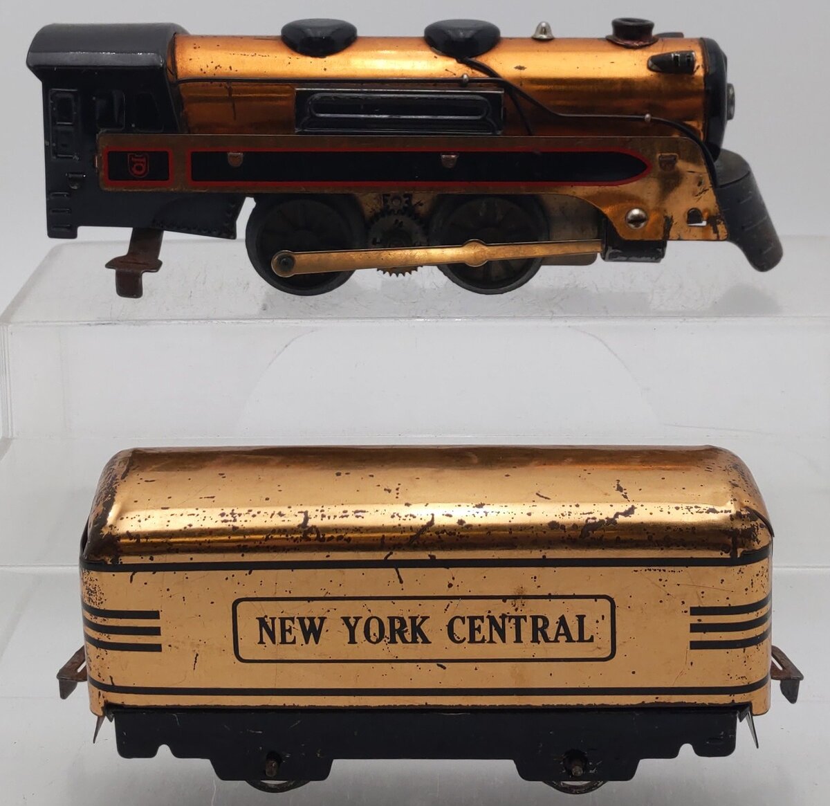 Marx 396 O Gauge Vintage New York Central Gold Steam Locomotive w/Tender VG