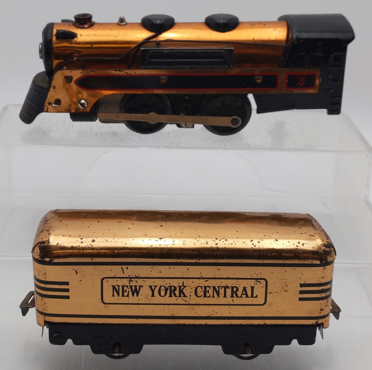 Marx 396 O Gauge Vintage New York Central Gold Steam Locomotive w/Tender VG