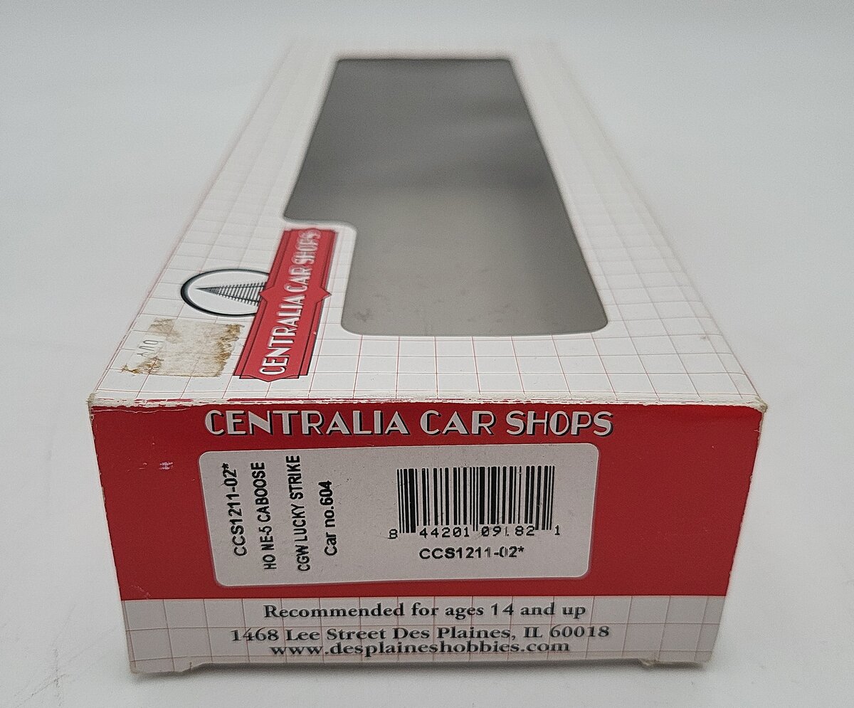 Centralia Car Shops HO Scale Great Western Caboose #604 LN/Box
