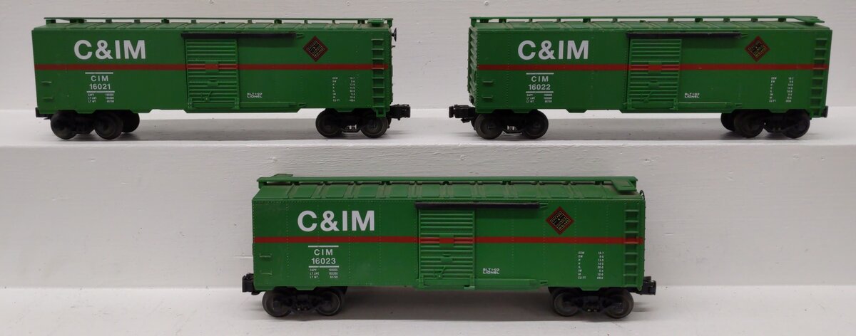 Lionel O Gauge Chicago & Illinois Midland Boxcars (Set of 3)