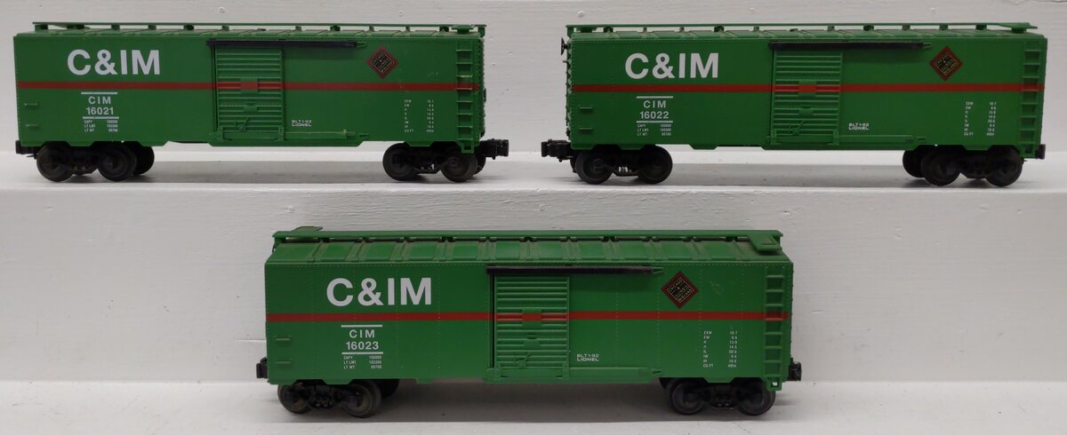 Lionel O Gauge Chicago & Illinois Midland Boxcars (Set of 3)