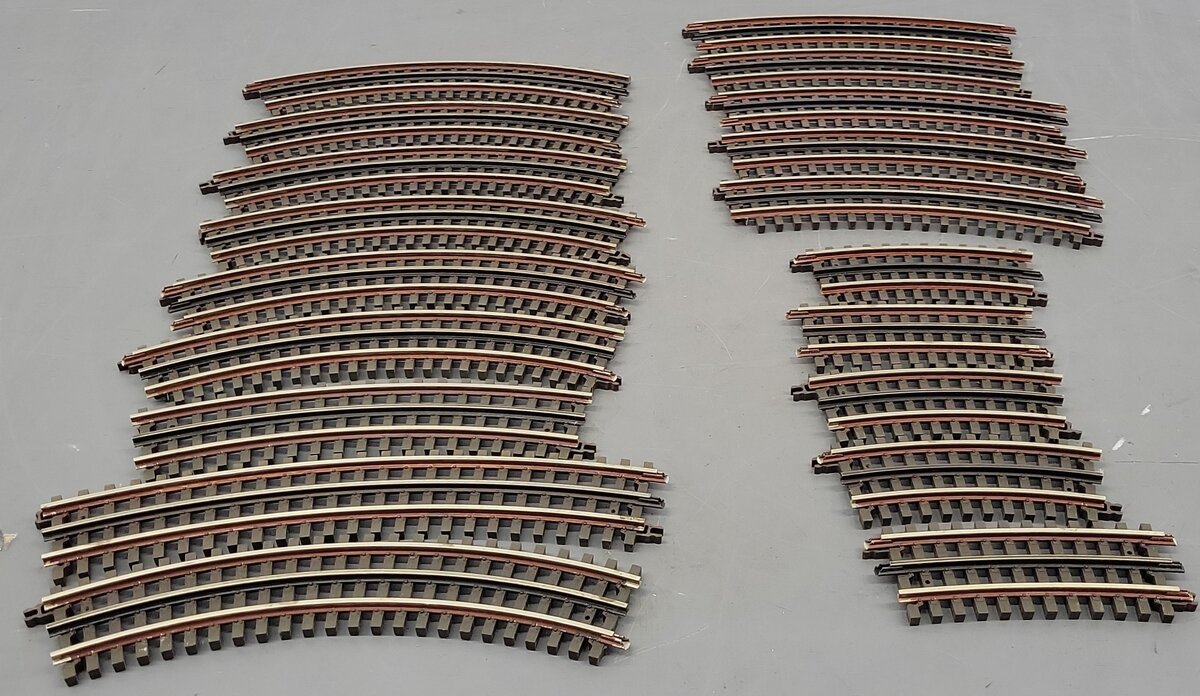 Atlas O Gauge Nickle Silver Assorted Curved Track; [19] VG