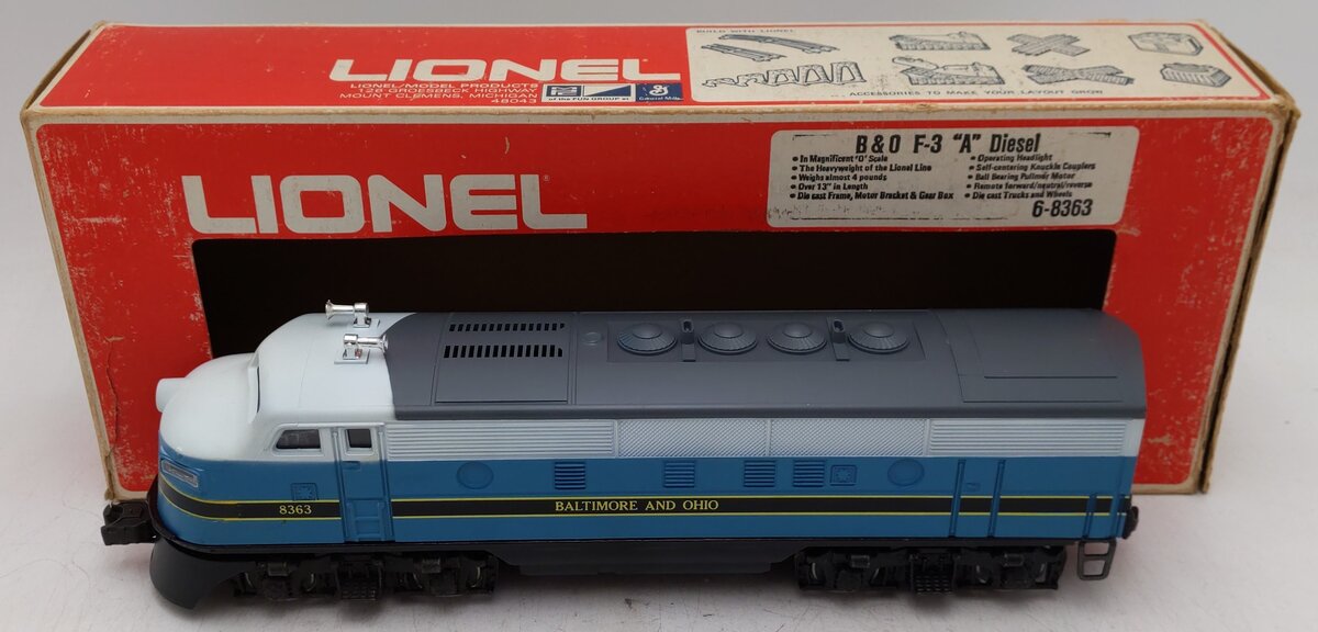 Lionel 6-8363 O Gauge Baltimore & Ohio F3 Powered A Unit Diesel Locomotive EX/Box