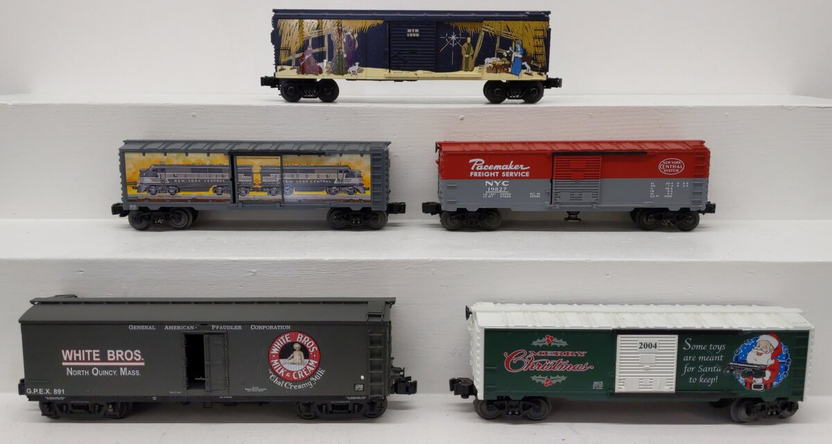 Lionel & MTH O Gauge Assorted Boxcars: #2004, #1998, #19827, #891 [5] VG