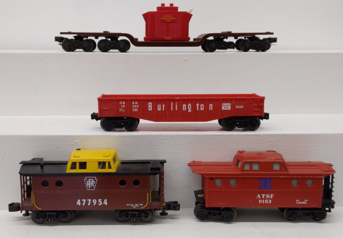Lionel & MTH O Gauge Assorted Freight Cars: #477954, #9163, #16355, #9233 [4] VG