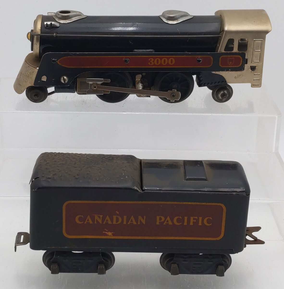 Marx 397 Vintage O Gauge Canadian Pacific Steam Locomotive and Tender #3000 VG
