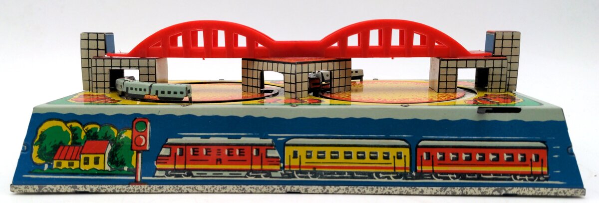 Vintage Tin-Plate Lithographed Train City Town Park USSR/Russia Wind-Up Toy LN/Box