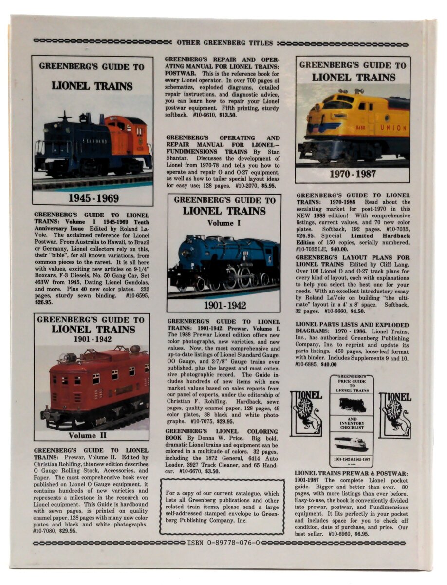Greenberg Books Greenberg's Guide To Lionel Trains 45-69 Vol. 2 EX