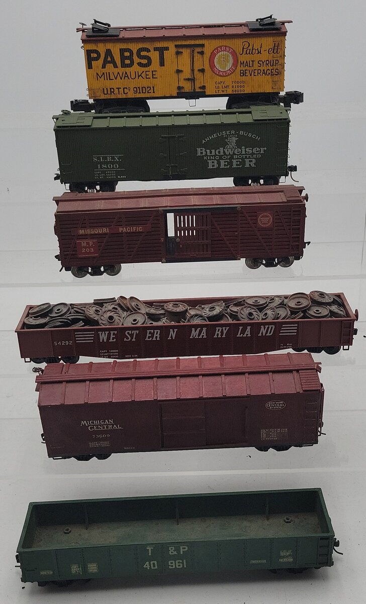 S Gauge Custom Assorted Freight Cars #73609,1800,203,54292,91021,40961 [6] VG