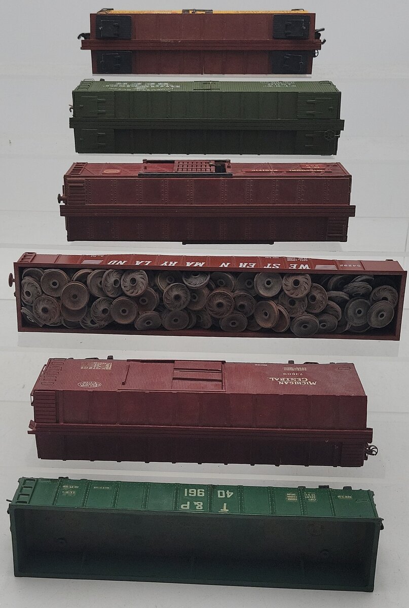 S Gauge Custom Assorted Freight Cars #73609,1800,203,54292,91021,40961 [6] VG
