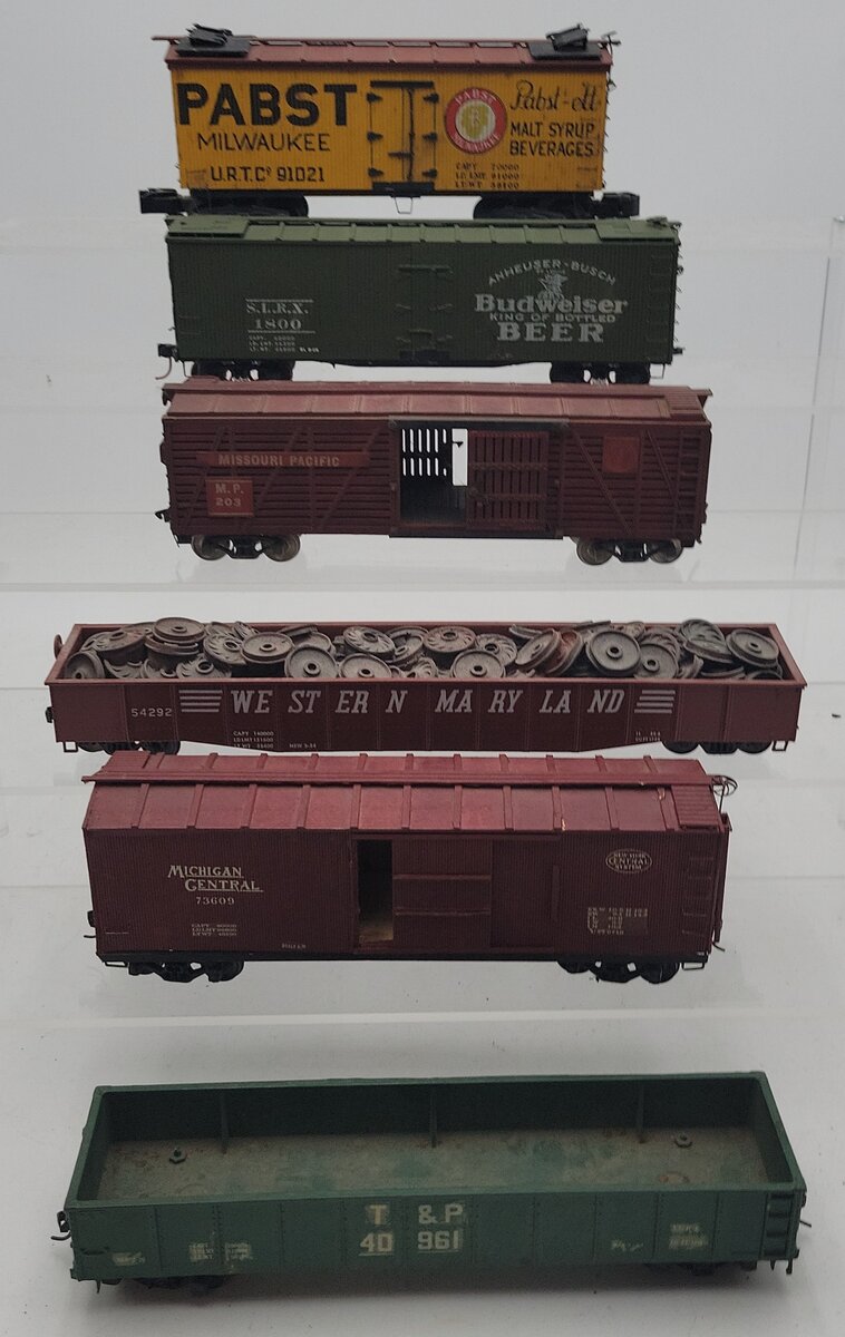 S Gauge Custom Assorted Freight Cars #73609,1800,203,54292,91021,40961 [6] VG