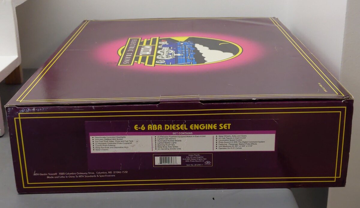MTH 20-2451-1 Union Pacific E-6 ABA Diesel Engine Set w/PS 2.0 #LA-4/LA-5/LA-10 EX/Box