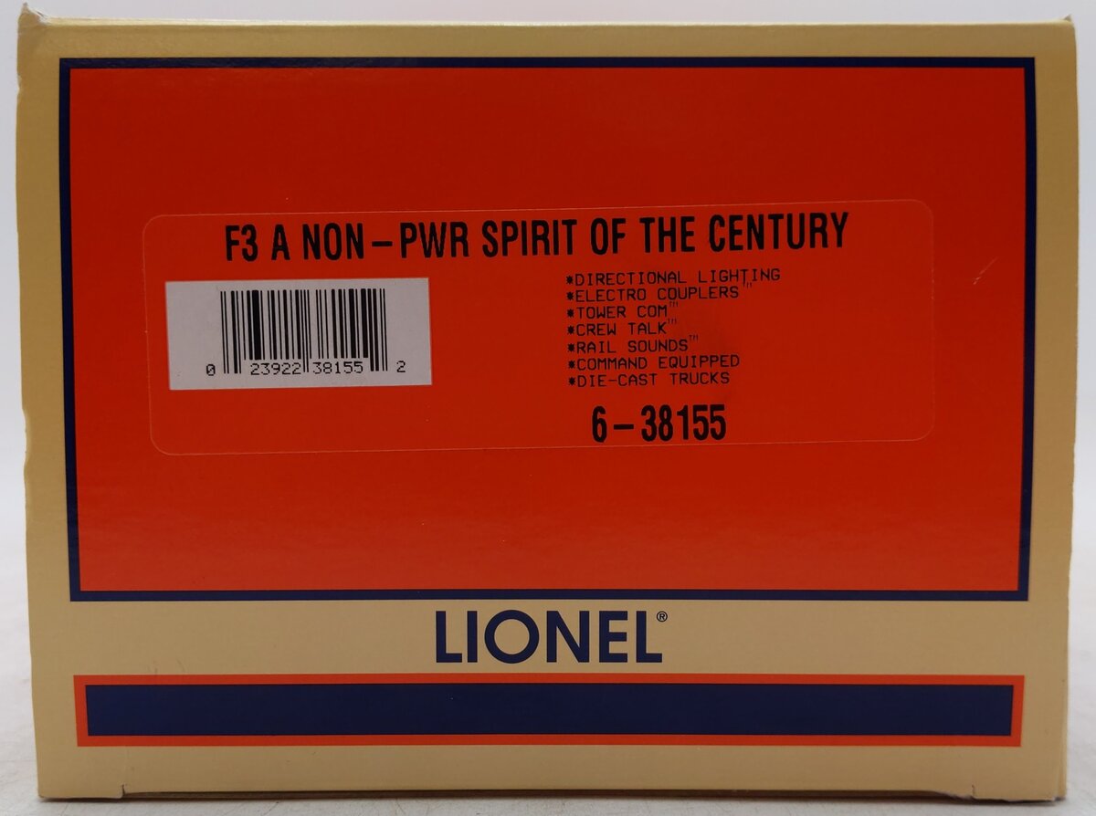 Lionel 6-38155 O Spirit of the Century Non-Powered F3A Diesel Locomotive #1900 EX/Box