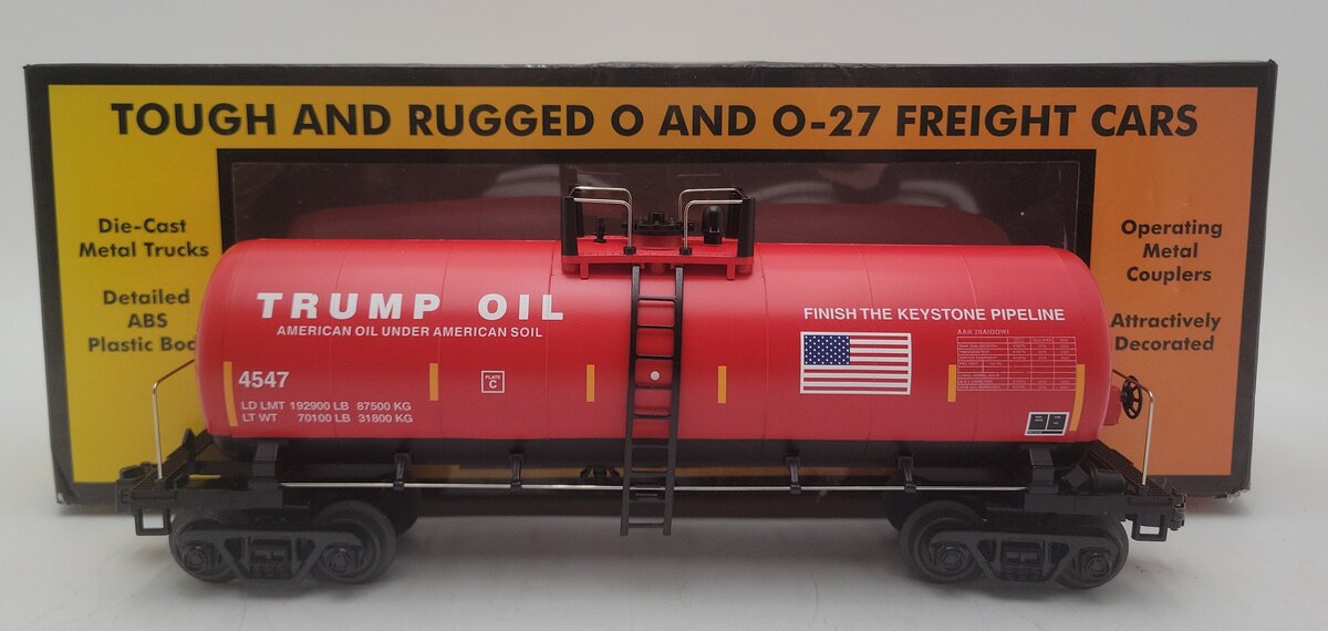 MTH 30-73658 O Gauge Donald J. Trump Modern Tank Car #4547 LN/Box