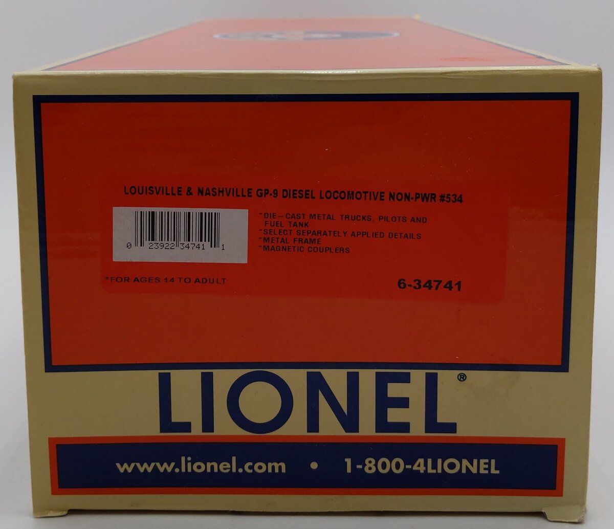 Lionel 6-34741 L&N Non-Powered Scale GP9 Diesel Locomotive #534 EX/Box