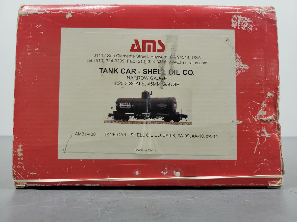 AMS AM31-430 Shell Tank Car #A-08- Narrow Gauge (Metal Wheels) VG/Box