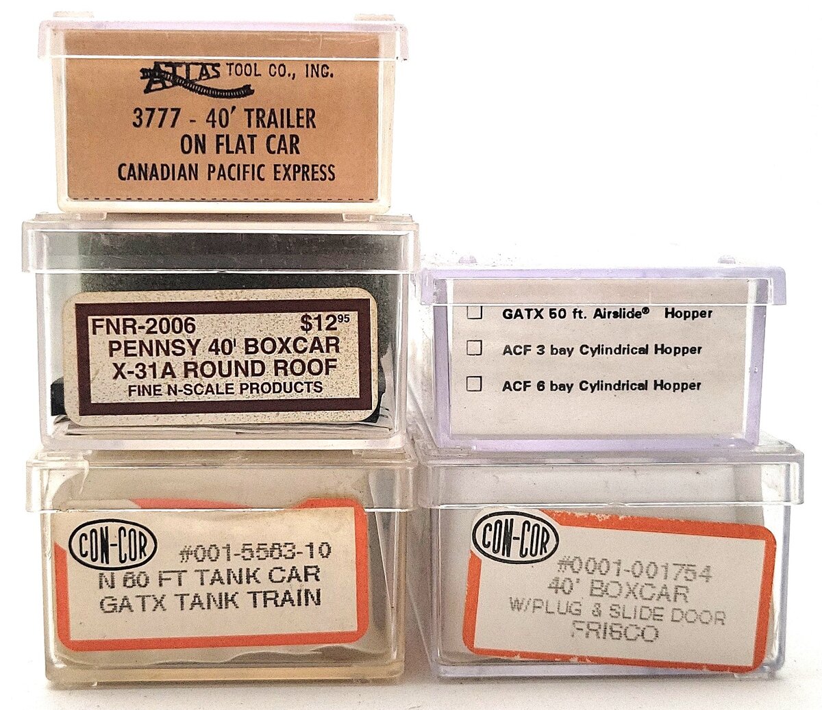 Atlas, Con-Cor, & Other N Scale Assorted Freight Cars [6] EX/Box