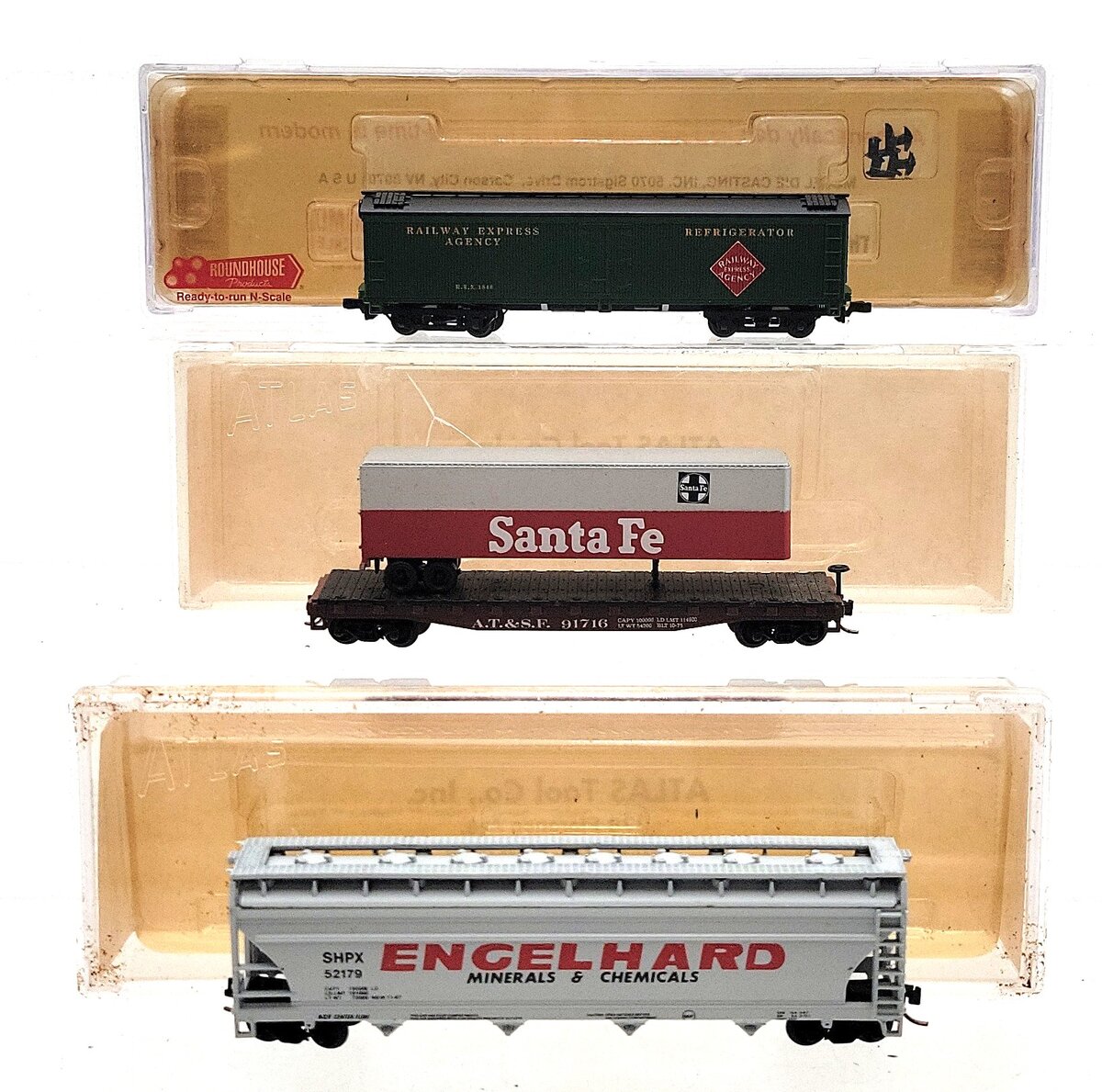 Atlas & Roundhouse N Scale Assorted Freight Cars: 52179, 91716, 1848 [3] EX/Box