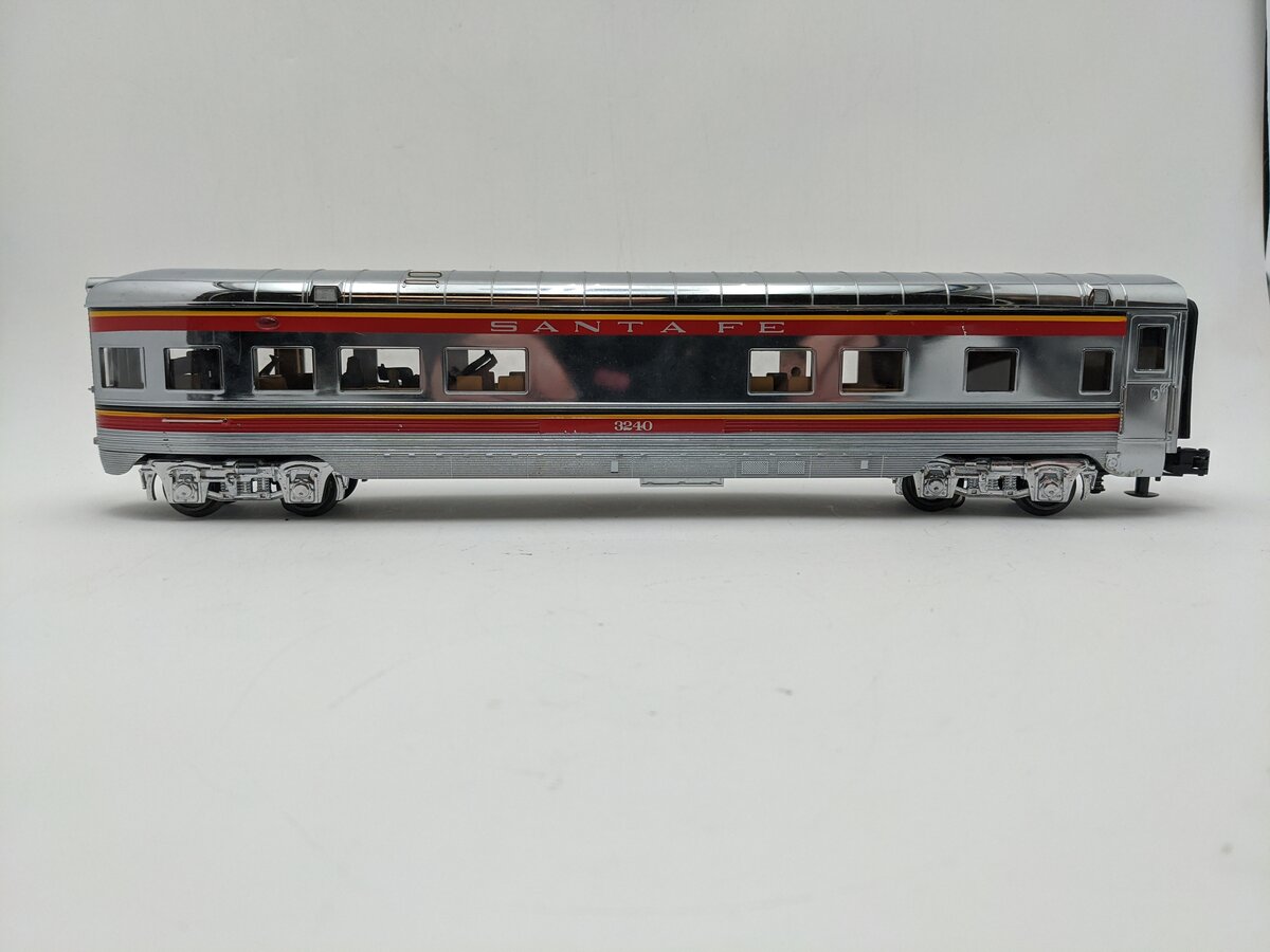 MTH 30-4144C O Gauge Santa Fe 60' Streamlined Observation Car #3240 EX