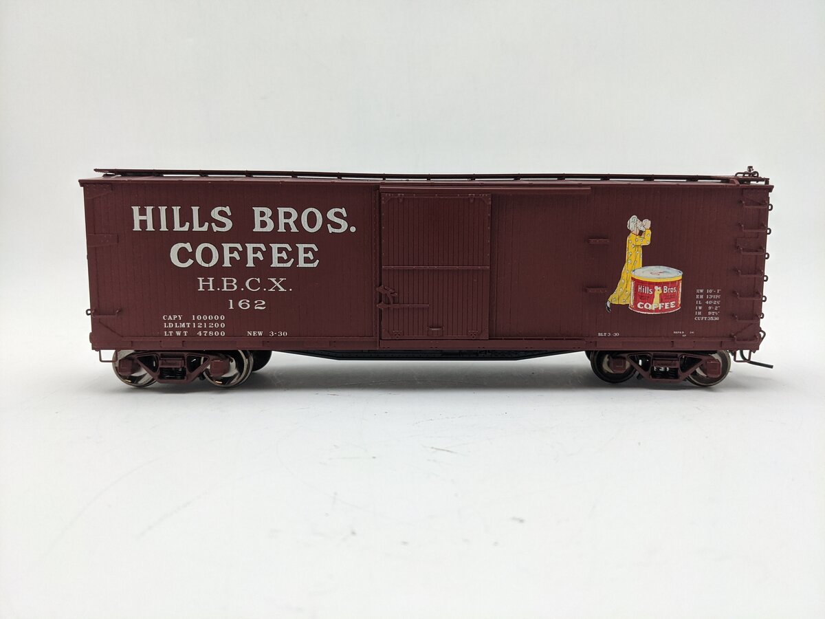 Atlas 9326-2 O Scale Hills Bros. Coffee Wood Boxcar #162 ( 2-Rail ) EX
