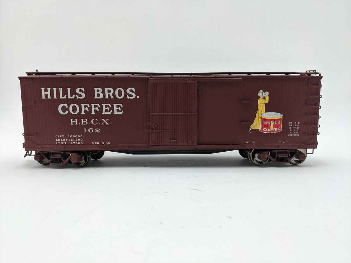 Atlas 9326-2 O Scale Hills Bros. Coffee Wood Boxcar #162 ( 2-Rail ) EX