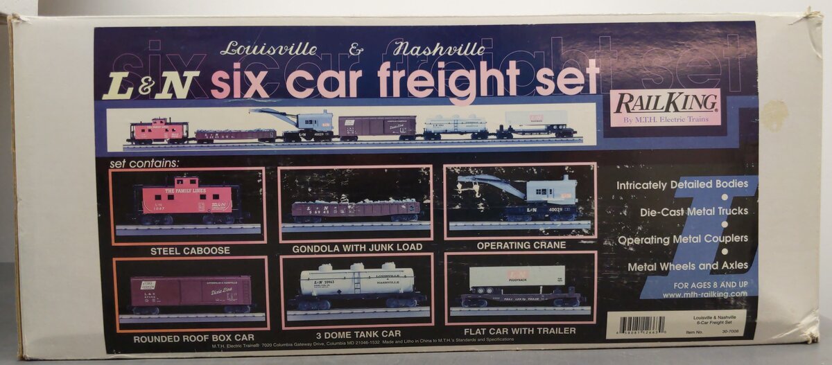 MTH 30-7008 O Louisville & Nashville RailKing Freight Car Set (Set of 6) EX/Box