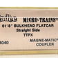Micro-Trains 05400040 N TTX Trailer Train 61' 8" Bulkhead Flatcar #80316 LN/Box