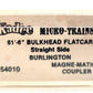 Micro-Trains 05400010 N Burlington Northern 61' Bulkhead Flatcar #621466 LN/Box