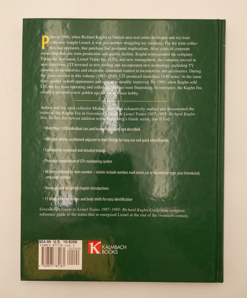 Greenberg's Guide Lionel Trains 1987-1995  Hardcover Book By Michael Solly EX